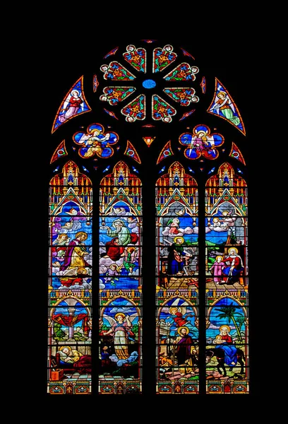 Saint Vaast Hougue Vitrail Eglise Saint Vaast Manche Normandie — Zdjęcie stockowe