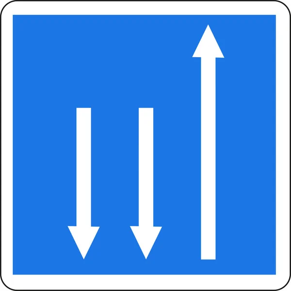 Panneau Routier Section Route Trois Voies — Stockvector