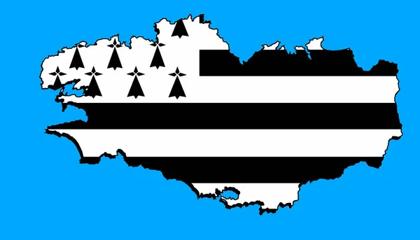 Karte Und Flagge Der Bretagne — Stockfoto