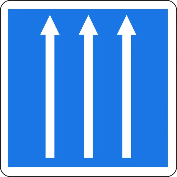 Дорожный Знак Трехполосный Участок Дороги — стоковый вектор