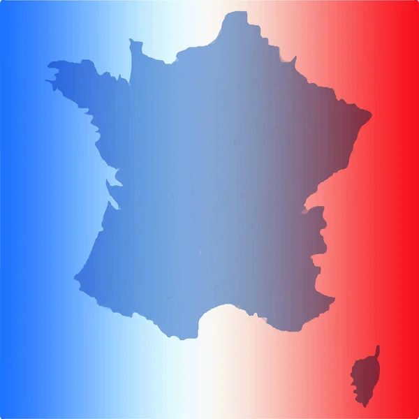 Mappa Della Francia Sfondo Blu Bianco Rosso — Vettoriale Stock
