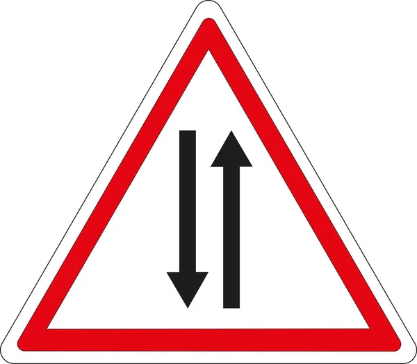 Francuski Znak Drogowy Dwukierunkowy Ruch — Zdjęcie stockowe