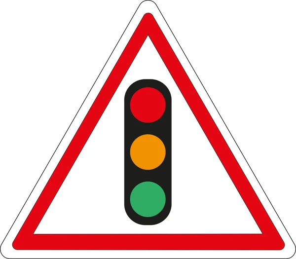 フランスの道路標識 Feuxトリコロール 交通灯 — ストック写真