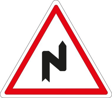 Yol işareti: virajların peş peşe gelmesi, ilk sağa