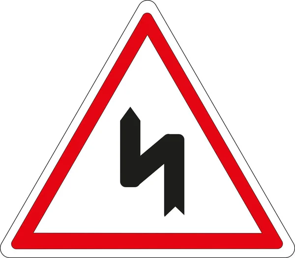 Дорожный Знак Последовательность Изгибов Первый Поворот Налево — стоковый вектор