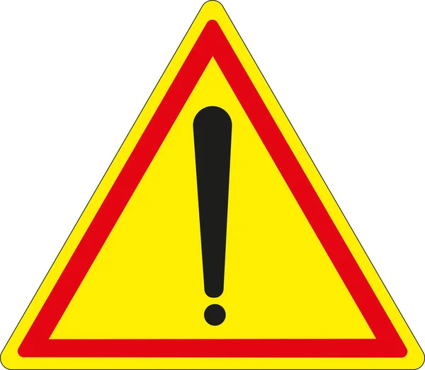 Желтый Треугольный Дорожный Знак Красной Границей Опасность — стоковый вектор