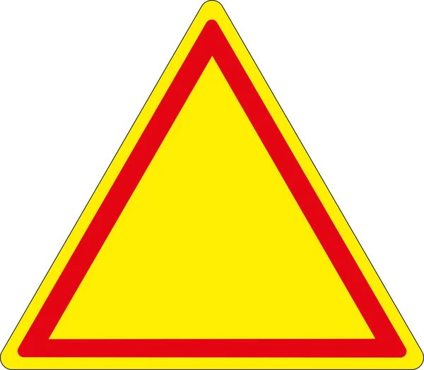 Żółty Trójkątny Znak Drogowy Czerwoną Obwódką Nieczynny — Zdjęcie stockowe