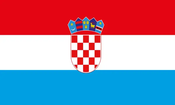 Bandera Croata Representada Por Tres Franjas Roja Blanca Azul Escudo — Foto de Stock