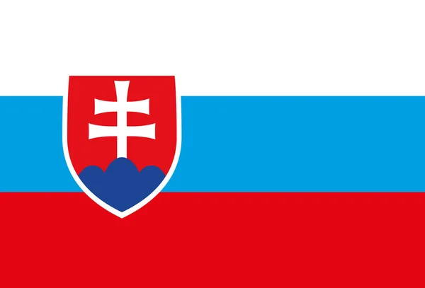 Szlovák Zászló Piros Fehér Kék Csíkkal Címerrel — Stock Fotó