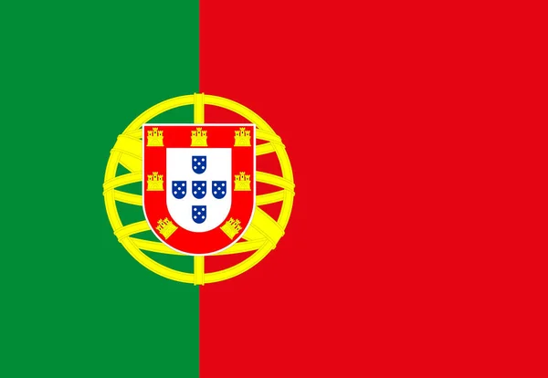 Португальский Флаг Двумя Красными Зелеными Полосами Гербом — стоковое фото