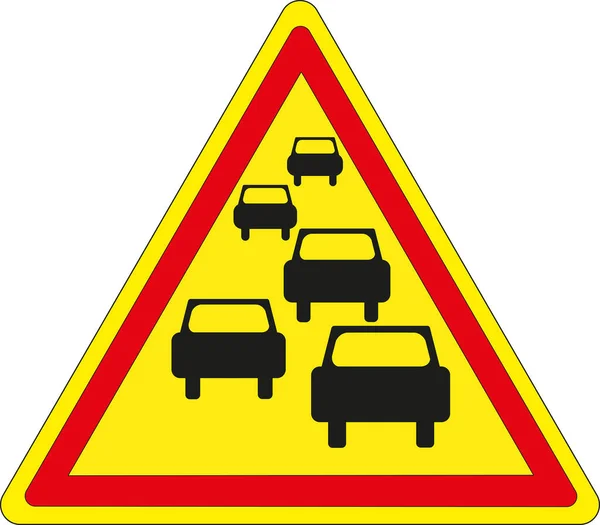 道路標識 交通渋滞のリスク — ストック写真