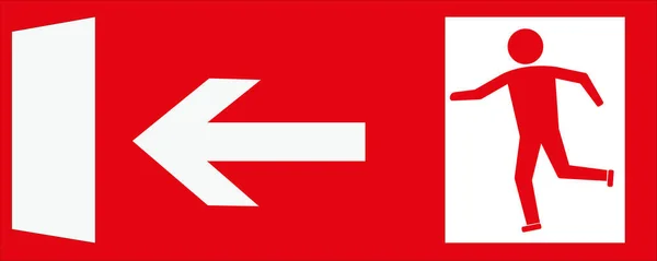 Prostokątny Znak Czerwonym Tle Wyjście Awaryjne — Zdjęcie stockowe