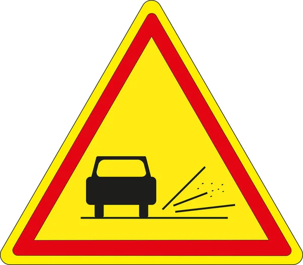 Señal Carretera Grava Temporal Francesa — Foto de Stock