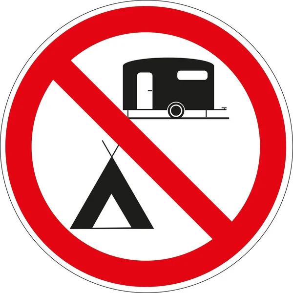 Sinal Rodoviário Francês Estacionamento Proibido Para Caravanas Tendas — Fotografia de Stock