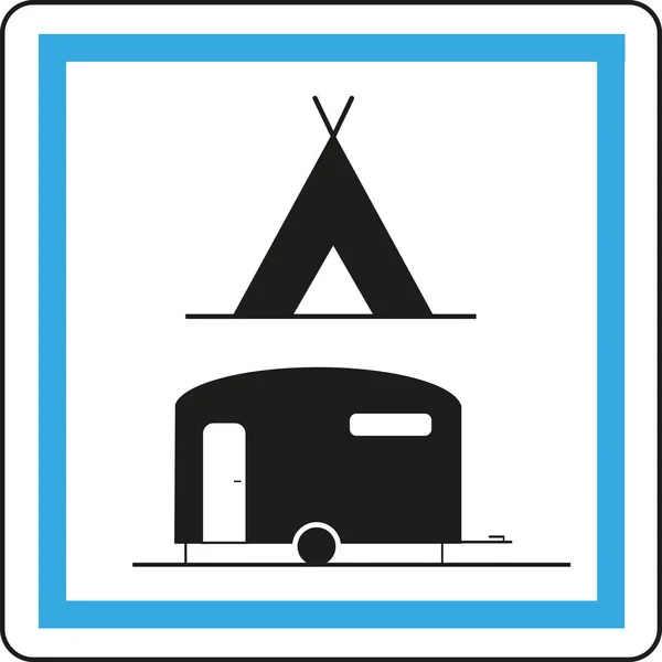 Panneau Routier Maison Tente Camping Caravane — Photo
