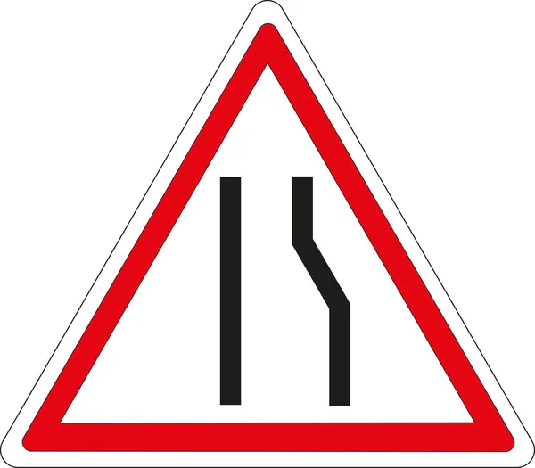 Francuski Znak Drogowy Zawężenie Prawej Jezdni — Zdjęcie stockowe