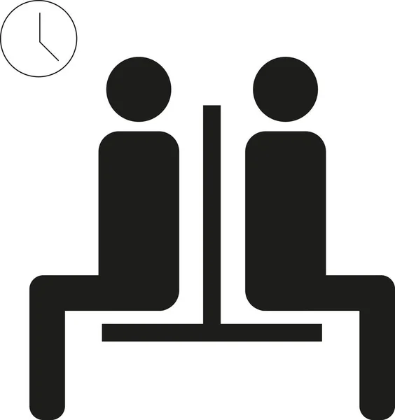 Wartezimmerpaneel Mit Zwei Silhouetten Rücken Rücken Sitzend — Stockfoto