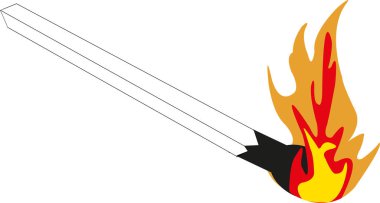 Beyaz arka planda yanan kibrit ve alevler