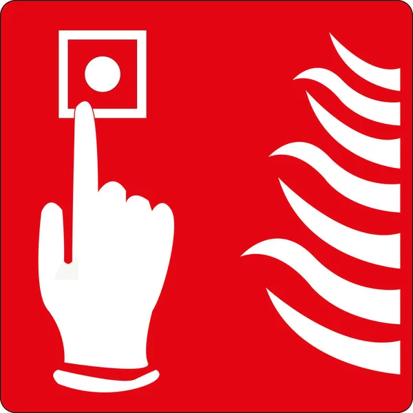Panneau Carré Sur Fond Rouge Interrupteur Alarme Incendie — Image vectorielle