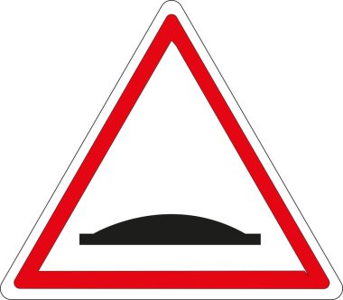 Beyaz arka plan ve kırmızı çevre ile Fransız üçgen yol tabelası: yavaş hız tümseği