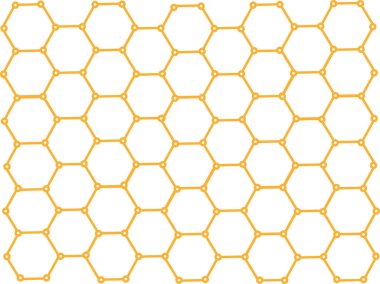 Altın petekli altıgenler, altın sarısı bir yuvarlakla bağlanmış.