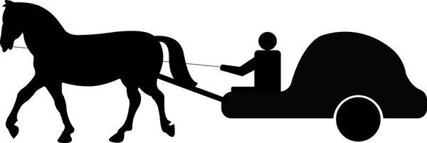 Силуэт конного транспорта лошади, тянущей повозку