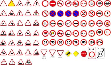Fransız otoyol kod işaretleri dizisi: tehlike uyarıları ve yasaklamalar