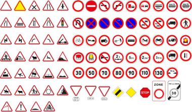 Fransız otoyol kod işaretleri dizisi: tehlike uyarıları ve yasaklamalar