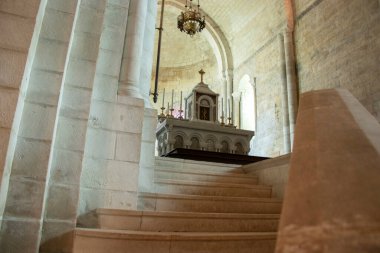 Altar from Notre-Dame-de-l'Assomption church in Vouvant, built between 1016 and 1019 in Romanesque style. clipart