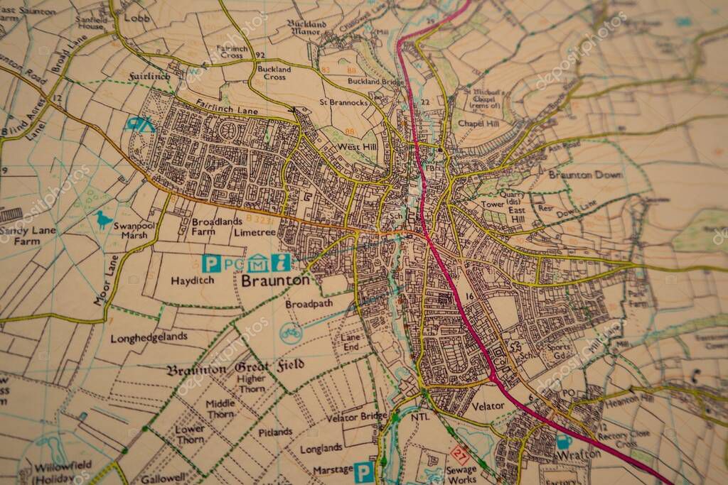 Mapa de braunton cerca de barnstaple y bidefore e en North