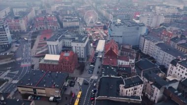 Winter Shots Of The City From The Drone.  Katowice In Poland