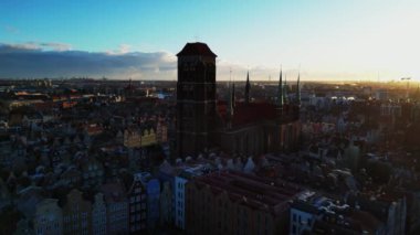 Ortaçağ Avrupa Şehri Gdansk Polonya 'nın Havadan Görünümü