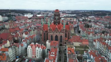 Ortaçağ Avrupa Şehri Gdansk Polonya 'nın Havadan Görünümü