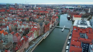 Ortaçağ Avrupa Şehri Gdansk Polonya 'nın Havadan Görünümü
