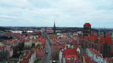 Ortaçağ Avrupa Şehri Gdansk Polonya 'nın Havadan Görünümü