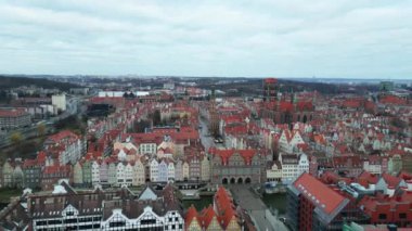 Ortaçağ Avrupa Şehri Gdansk Polonya 'nın Havadan Görünümü