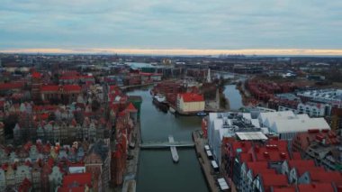 Ortaçağ Avrupa Şehri Gdansk Polonya 'nın Havadan Görünümü
