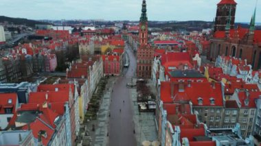 Ortaçağ Avrupa Şehri Gdansk Polonya 'nın Havadan Görünümü