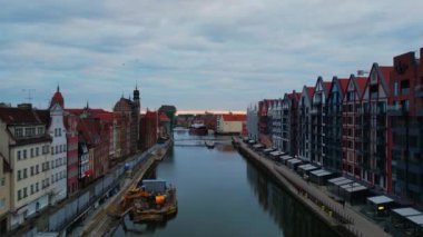 Ortaçağ Avrupa Şehri Gdansk Polonya 'nın Havadan Görünümü