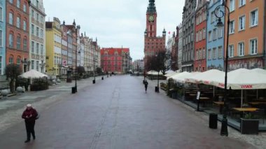 Ortaçağ Avrupa Şehri Gdansk Polonya 'nın Havadan Görünümü