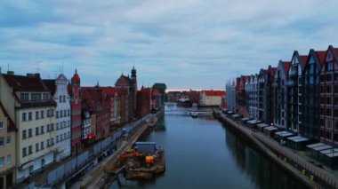 Ortaçağ Avrupa Şehri Gdansk Polonya 'nın Havadan Görünümü