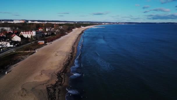 Molo Brzeźnie Plaża Morza Bałtyckiego Gdańsku Polska — Wideo stockowe