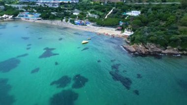 Gün batımında Ege sahilinde İHA uçuşu.