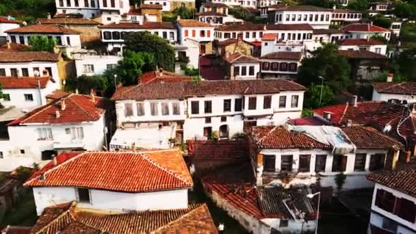 Drone Flight Roofs Houses Medieval Village Sirince — Stock Video