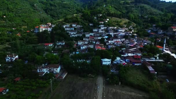 Drone Flight Roofs Houses Medieval Village Sirince — Stock Video