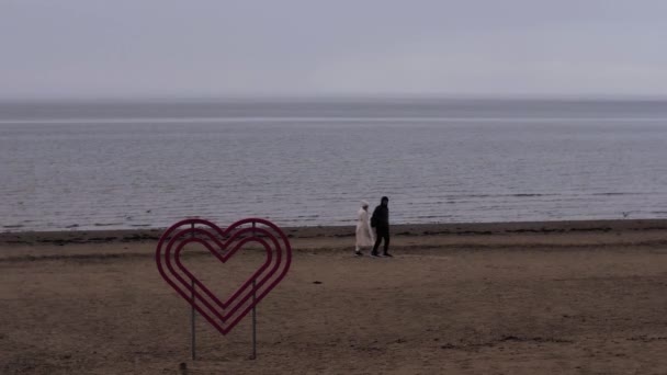 Jurmala Zachmurzenie Czasu Obiekt Zdjęcie Serca Plaży Łotwa Widok Morze — Wideo stockowe