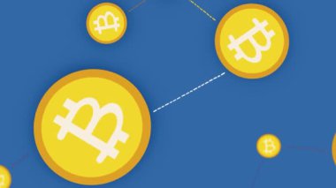 Şifreli para, bitcoin. BTC, Bit Coin. Engelleme teknolojisi, bitcoin madenciliği. dönen animasyon. Yüksek kalite 4k görüntü