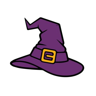 Cadılar bayramı kostümündeki mor cadı şapkasının çizimi