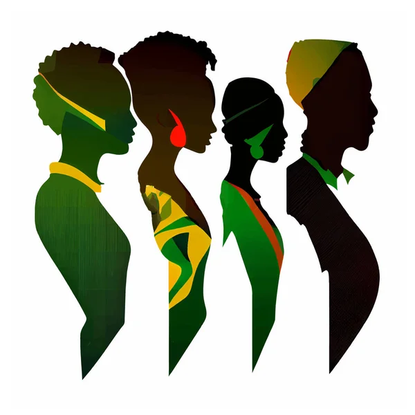 Vector Set Illustration Silhouette Crowd Celebrate Black History Month Isolated — Stock Vector
