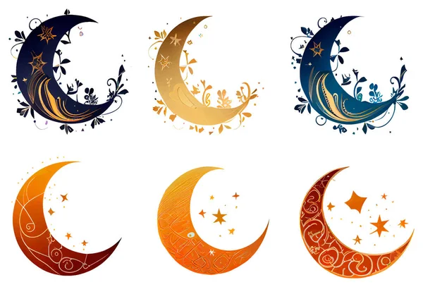 Set Vector Illustration Muslim Crescent Ramadan Concept — Stockvector